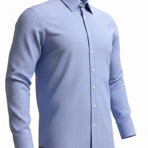 Charles Tyrwhitt Mens 18/35 Blue Check Non-Iron Classic Fit Dress Shirt